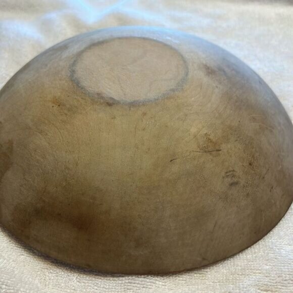 Vintage Wooden Bowl 8" Diameter Handcrafted Rustic Decor - Picture 3 of 5
